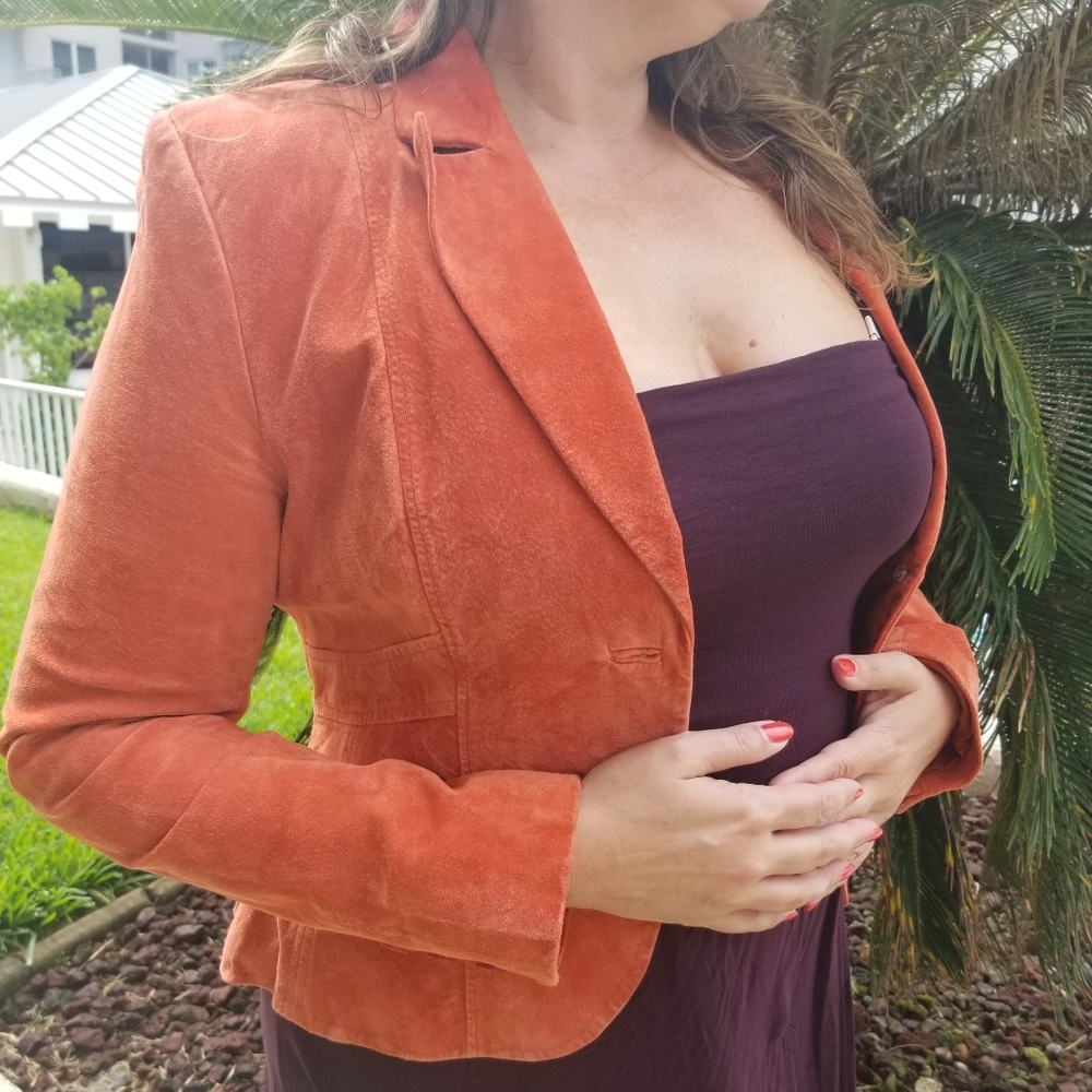 Suede Leather Jacket Two Button Closure. - image 1